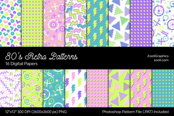80s Retro Light Patterns Digital Papers Explained