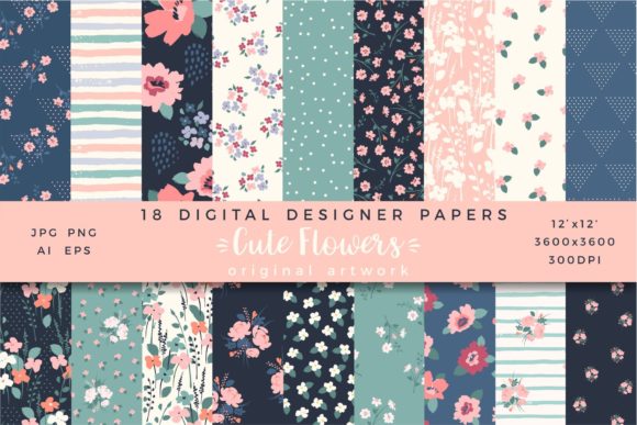 Cute Flowers: 18 Seamless Patterns for Beautiful, Practical Design