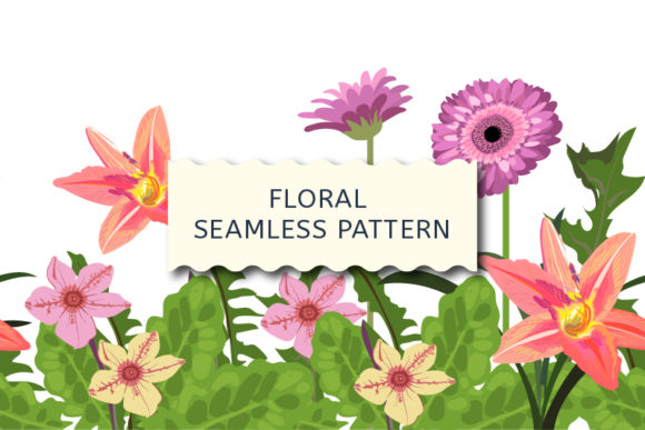 Floral seamless borderwith daylilies · timeless bloom