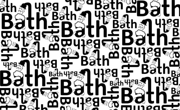 Paper Warp with Bath Typo Pattern Black