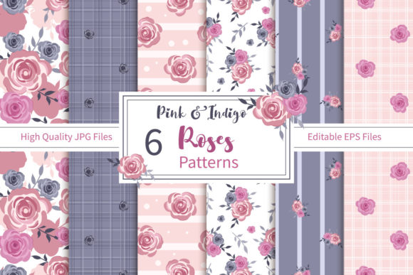 Vintage Pink Indigo Roses Patterns Set: A Creative Companion for Everyday Beauty